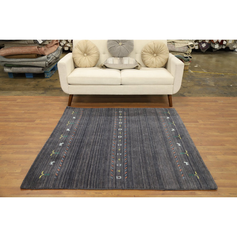 Tapis carré en laine fait à la main de style Gabbeh 5 x 5