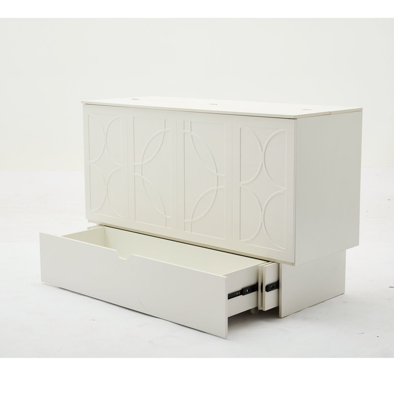 Lit armoire avec lit de rangement, Blanc