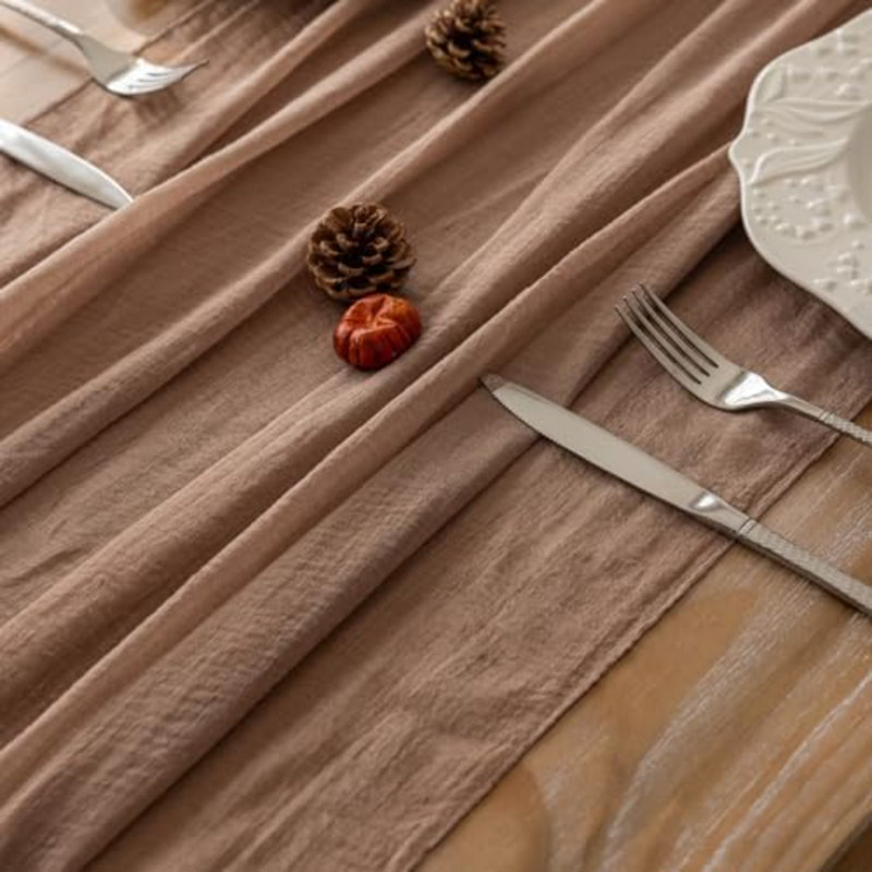 Chemin de table en mousseline couleur chair, 3 mètres, décor bohème d'automne pour la maison