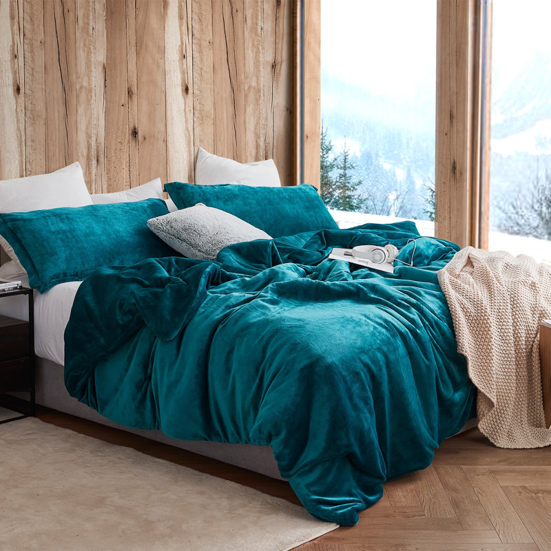 Twin Deep Lagoon Blue Plush Down Alternative Comforter Set