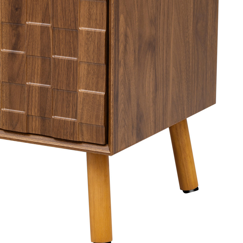 Meuble audio-vidéo Mid-Century moderne, meuble télé 70 po, pieds en bois massif, noyer, espace de rangement suffisant pour console multimédia, meuble avec salon supplémentaire
