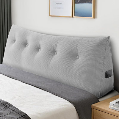 Queen Wall-Mount Backrest Wedge Pillow Headboard, Reading And Bolster Support For Dorms And Daybeds