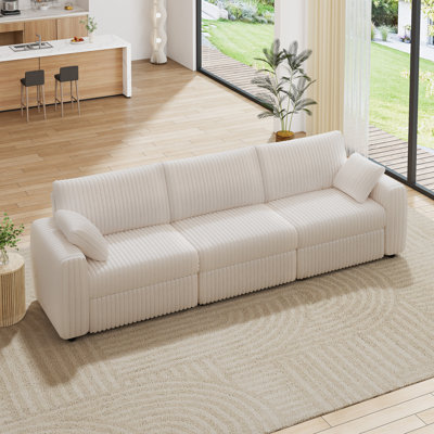 131.5" Extra Large Modular Sectional Sofa, Plush Corduroy Fabric, Modern Oversized 3 Seat Sectional Couch With Deep Seat, Tool-Free Assembly by Mercer41