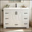 Meuble-lavabo de salle de bain avec lavabo, 7 tiroirs de rangement, tablette réglable et barre à serviettes latérale-260777719