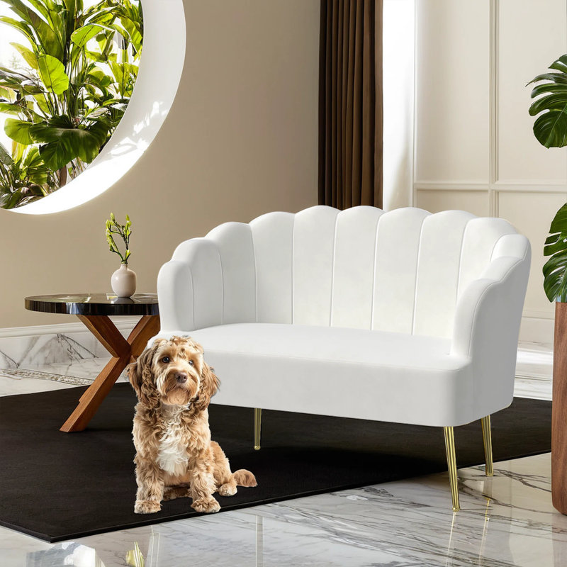 High-end Velvet 2-Seater Loveseat Couch, Beige