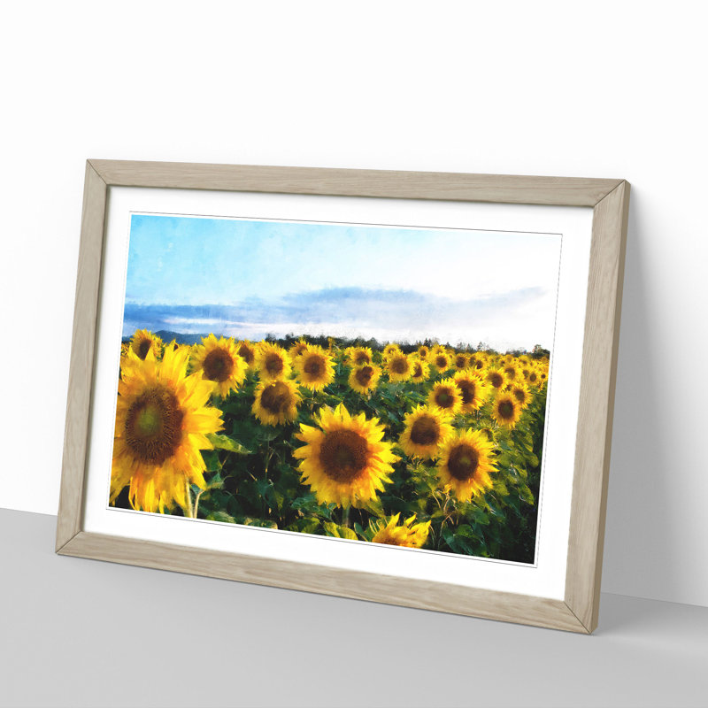 Sunflowers - Picture Frame Painting, 36cm H x 48cm W x 2cm D, Oak Framed