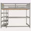 Lit mezzanine double avec tablettes de rangement et bureau sous le lit-890851823