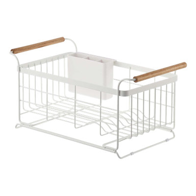 Yamazaki Home Tosca Over-the-sink Dish Drainer Rack In White;brown