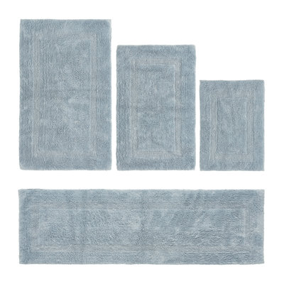 Lux  Premium 2370 GSM 100% Cotton 4 Piece Bath Rug Sets, Machine Washable, Super Absorbent & Tufted Weave Reversible Bath Mat for Bathroom, Shower, and Tub, Oeko-Tex Certified Bathroom Rugs, Blue