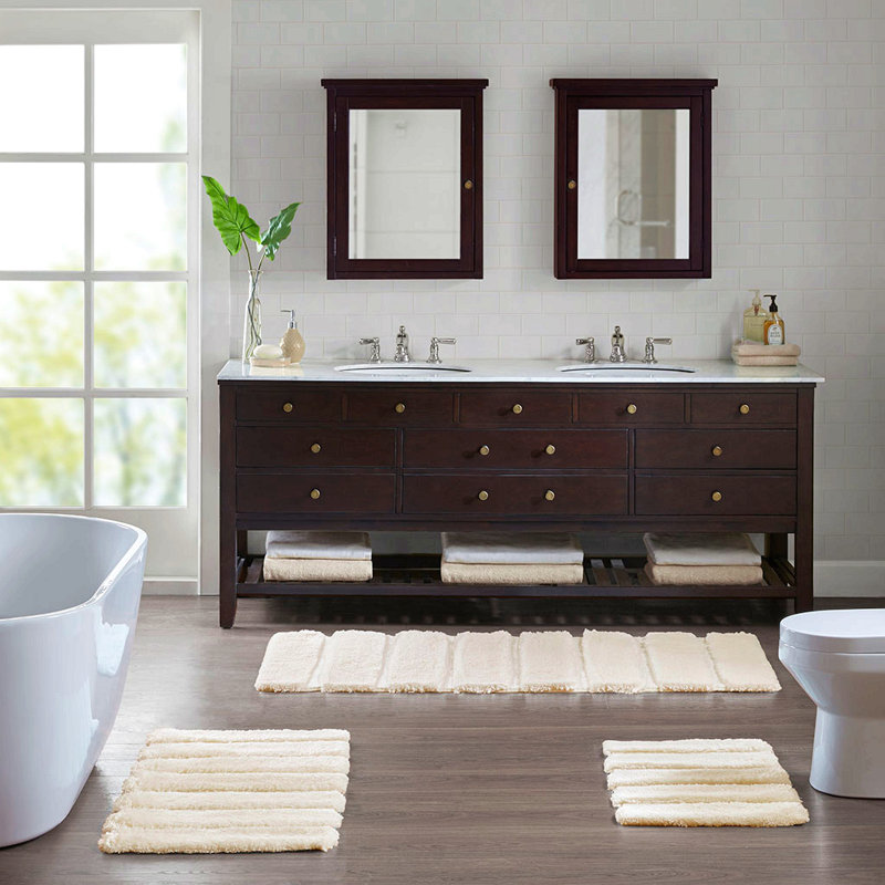 Modern Bathroom Rug Absorbent & Non-Slip, Rectangle 1'9" x 2'10"