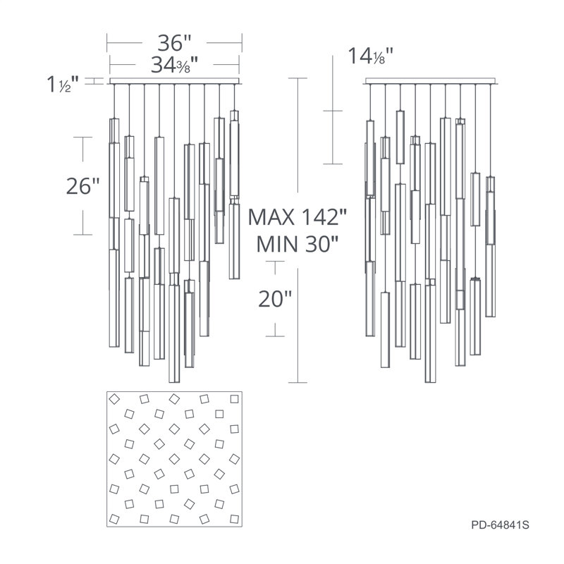 Luminaire suspendu à DEL Chaos, H 30 po x l 36 po x P 26 po, 41