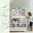 46.7"h X 42.3"w Toy Storage Organizer, Multifunctional Wood Bookcase With 4 Display Shelves And 7 Storage Bins, Cube Book Shelf  For Playroom, White