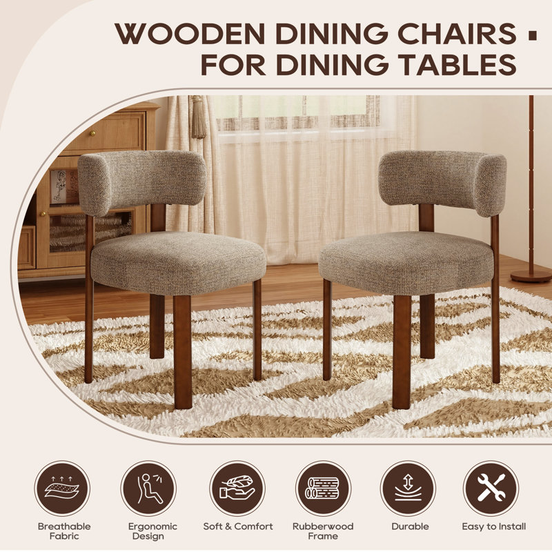 48.5cm H Upholstered Upholstered Back Side Chair, Fabric Camel
