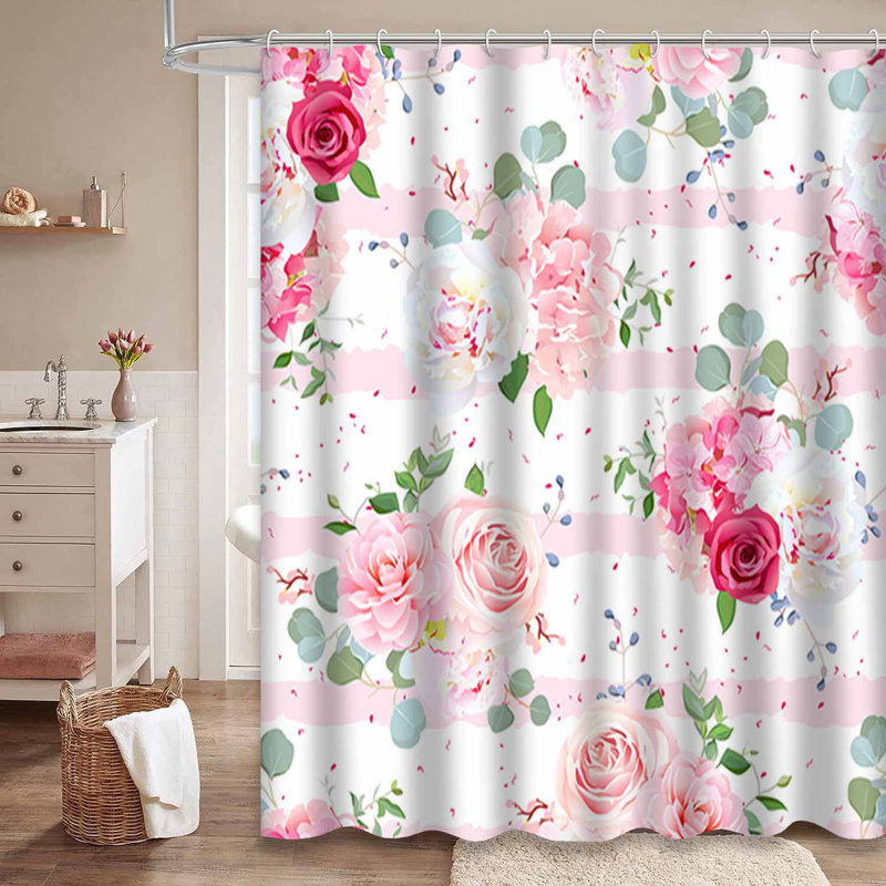 Petit rideau de douche avec 12 crochets, L 72 po x l 78 po