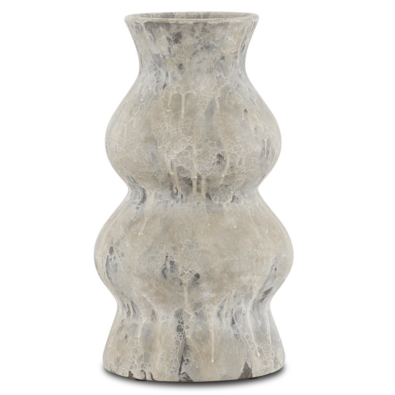 Phonecian Handmade Terracotta Table Vase, Navy/White, 12.25" H x 6.75" W x 6.75" D