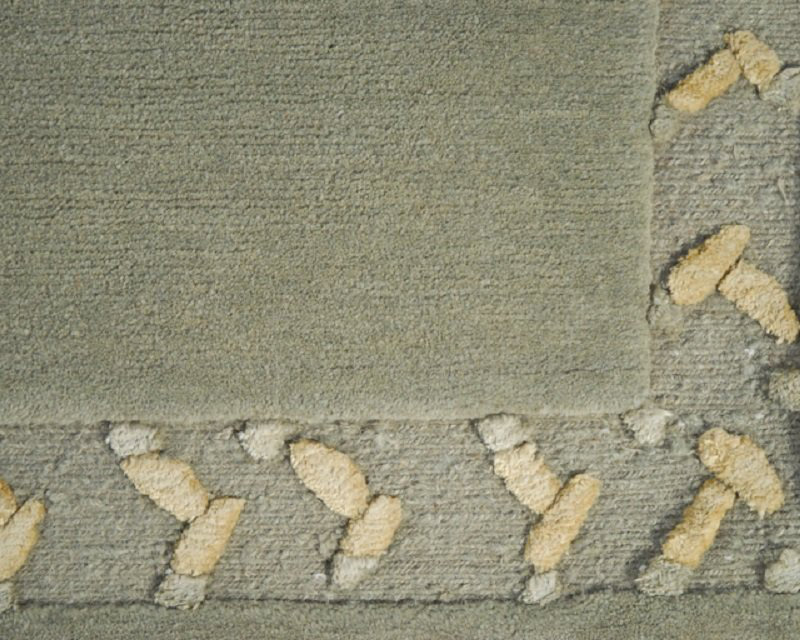 Doodles Wool Oriental Area Rug in Green, Rectangle 6' x 9'