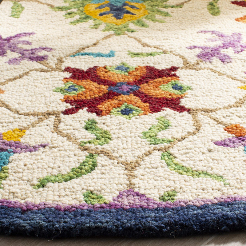 Physter Hand Tufted Wool Oriental Rug, Round 7'
