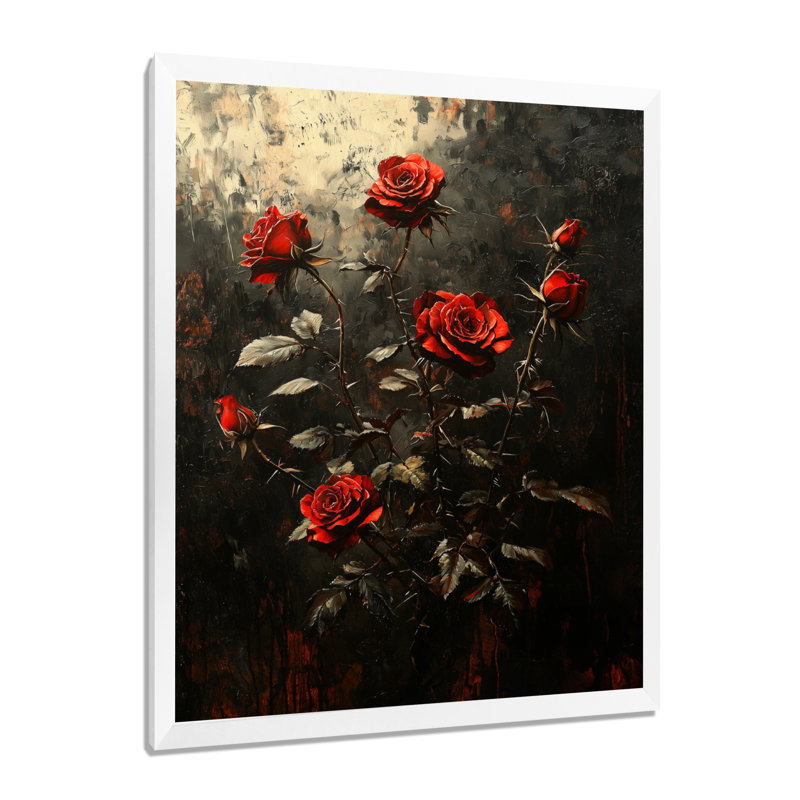 Blevins - Floral Canvas Wall Art, 44" H x 34" W, Reproduction encadrée d'une seule photo, White