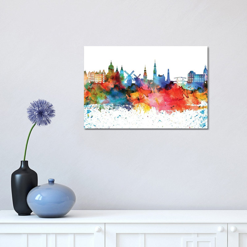 Amsterdam Skyline 1 Piece Wrapped Canvas Painting, 30.48 cm H x 45.72 cm W
