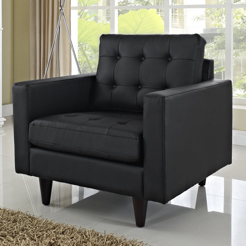 Chaise avec accoudoirs en cuir Modway Empress, Similicuir noir