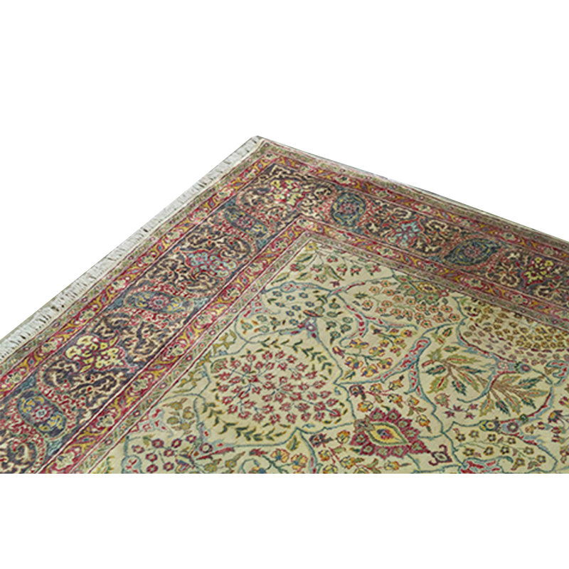 Hand-Knotted High-Quality Cream and Black Area Rug