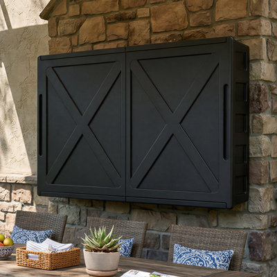 Outdoor TV Cover 55 inch Weatherproof, Hard Plastic Outdoor TV Enclosure with Frosted Panel, Adjustable Wall Mount Bracket(36-55inch)