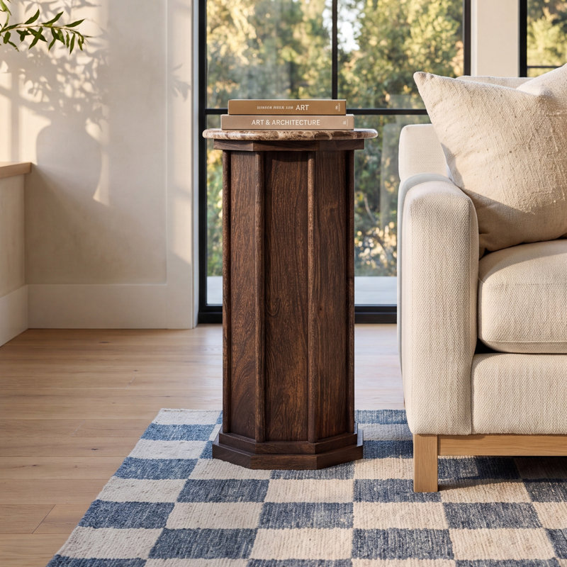 Agatha End Table-Dark Brown Acacia
