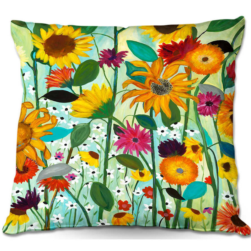Coussin décoratif tournesol, H 18 po x l 18 po x P 5 po