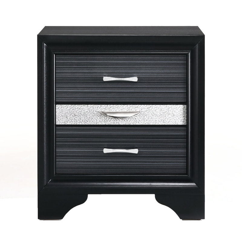 Black Nightstand With 3 Drawers For Bedroom - Functional Storage Unit Versatile And Furniture