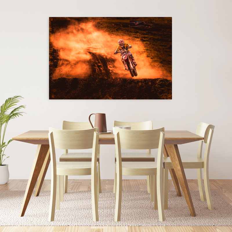 Impression d'art mural contemporain «Dusty Motocross Jump», 32" H x 48" W