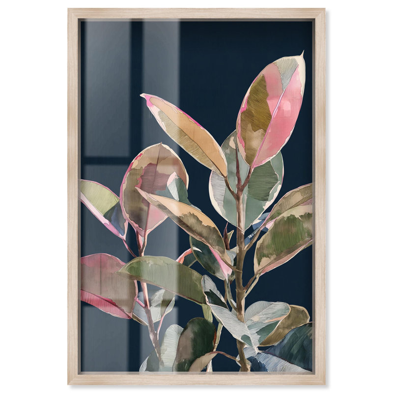 «Fuchsia Frond II Shadowbox Print Natures Art Prints» par Art Remedy, H 16 po x l 11 po, Crème, crème