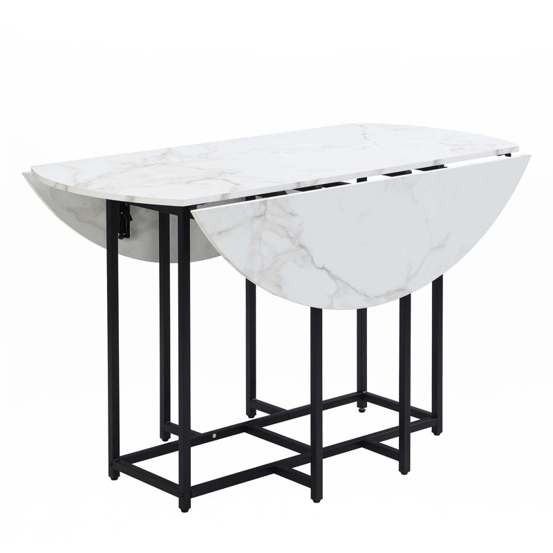 5-Piece Extendable Kitchen Dining Table Set, Beige, Black