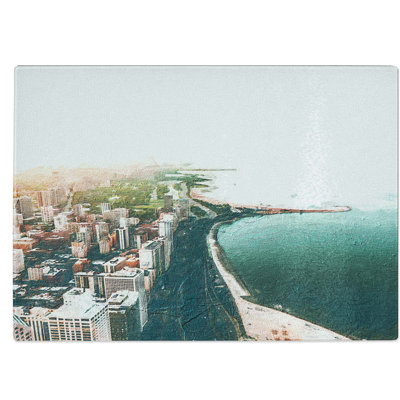 Tempered Glass Chicago Skyline Chopping Board
