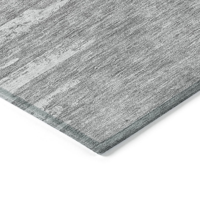 Tapis extérieur lavable abstrait gris argenté et ivoire 9 pi x 12 pi