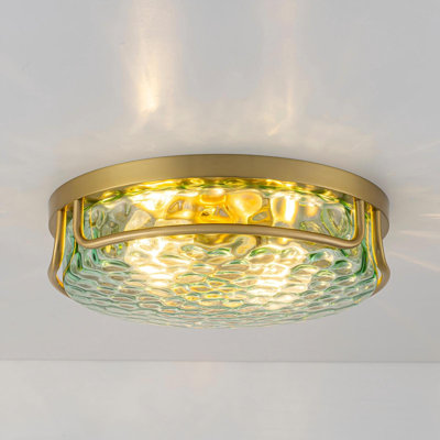 Clear Hammered Glass Flush Mount