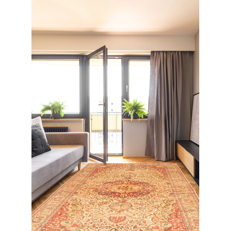 Tapis unique en laine noué à la main de style années 1990 de 6 pi 4 po x 10 pi 1 po Flurina