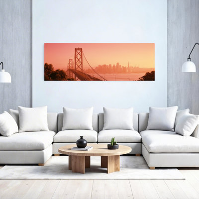 Baie, pont, horizon, ville, San Francisco, Californie, États-Unis, art mural contemporain abstrait