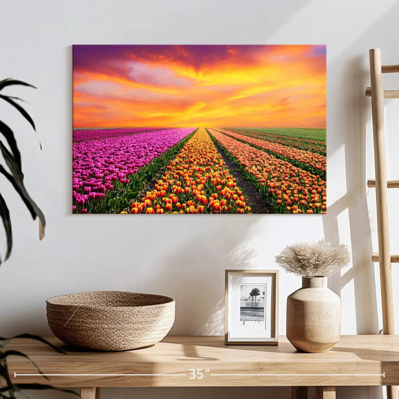 Vibrant Spring Tulip Rows, 16" H x 24" W