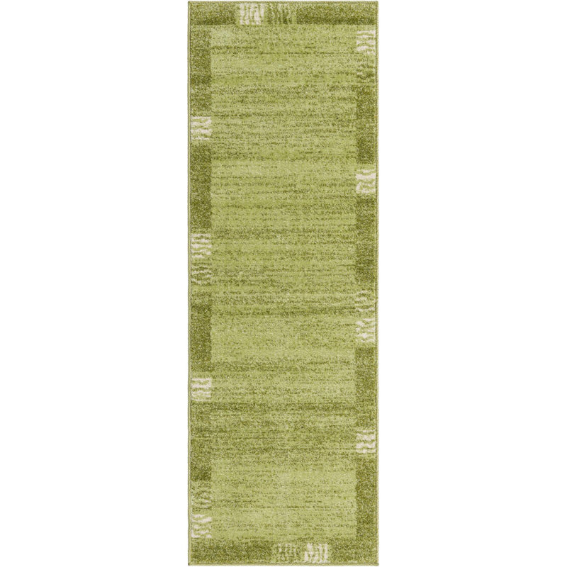 Tapis uni / rayé couleur lime Desdemona, Tapis de couloir 2 pi x 6 pi
