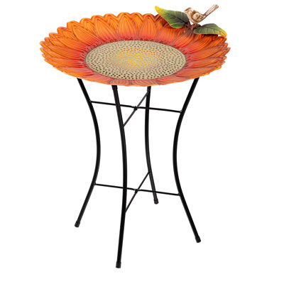 Sunflower Metal Birdbath with Stand