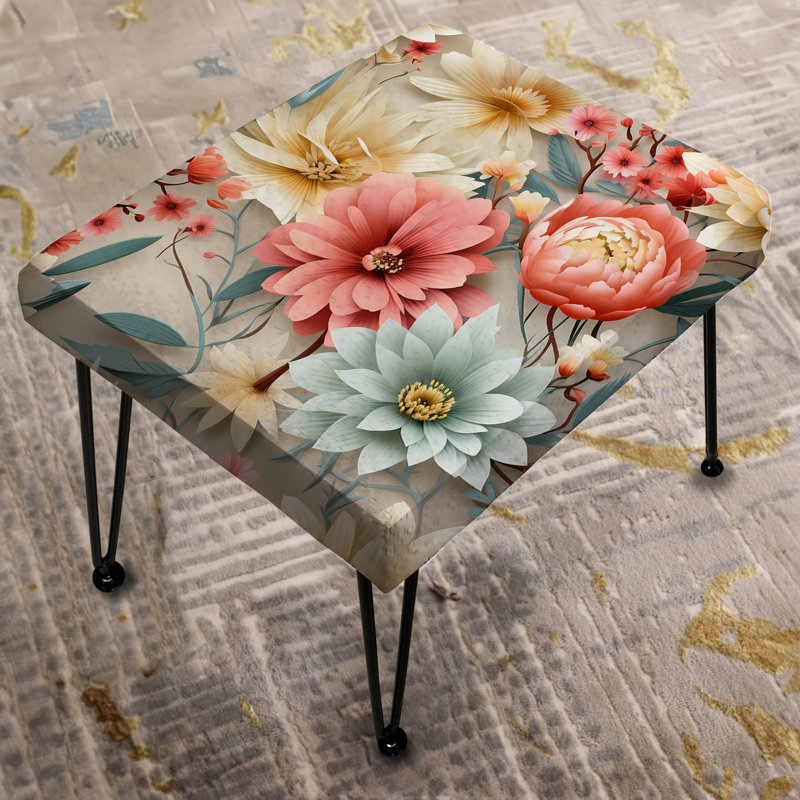 Pastel Bohemian Boho Pattern - Floral Rectangle Ottoman