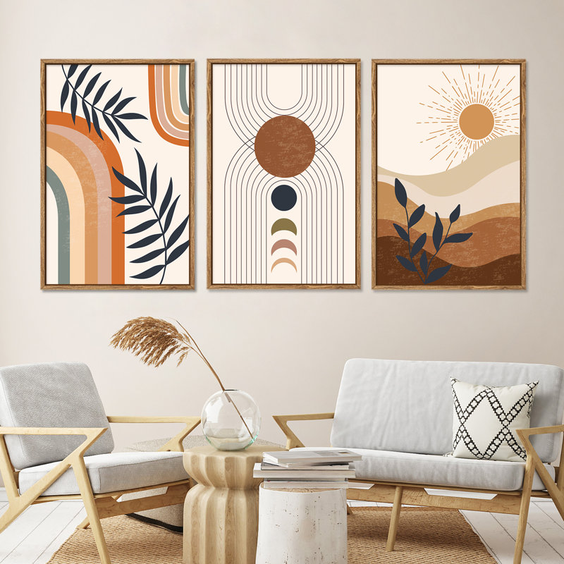 Grandes impressions murales sur toile encadrées pour chambre à coucher, salle à manger, H 24 po x l 48 po