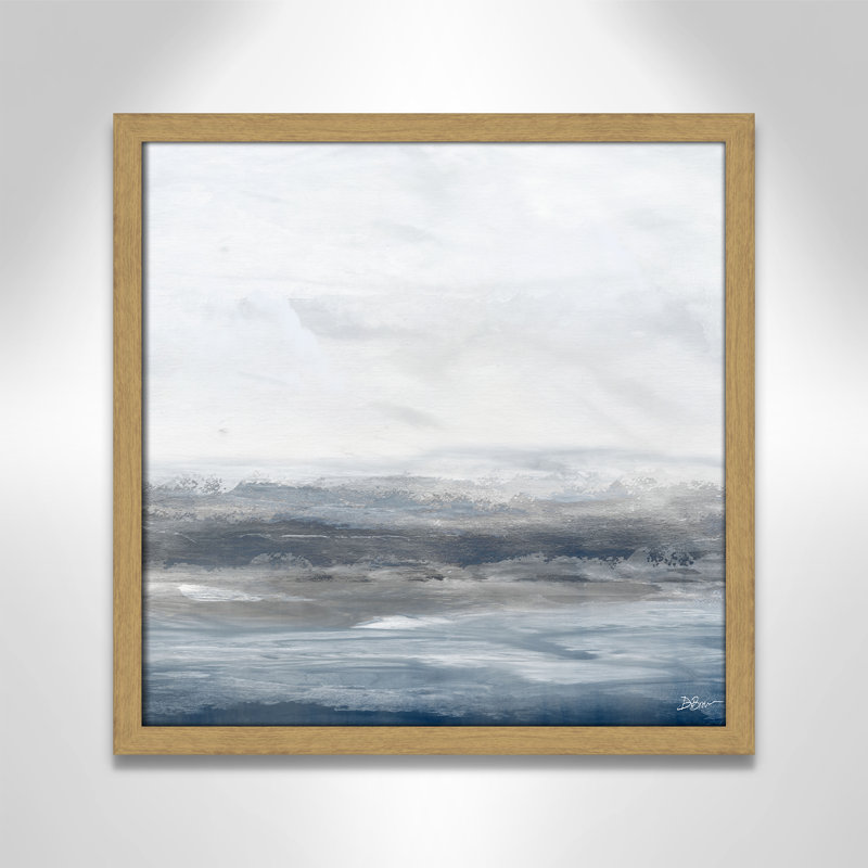 Océan - version carrée par Denise Brown, H 17 po x l 17 po x P 0,75 po, Pas de tapis, Cadre naturel naturel