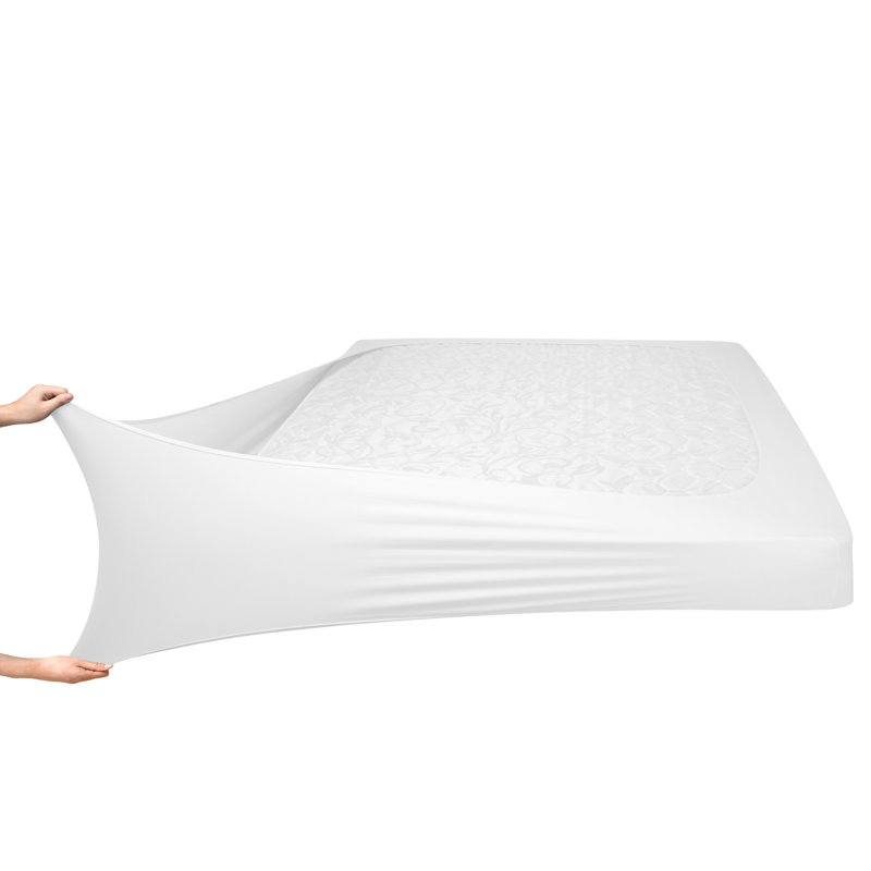 Jersey Knit Stretchy Wrap Around Box Spring Cover, White, King