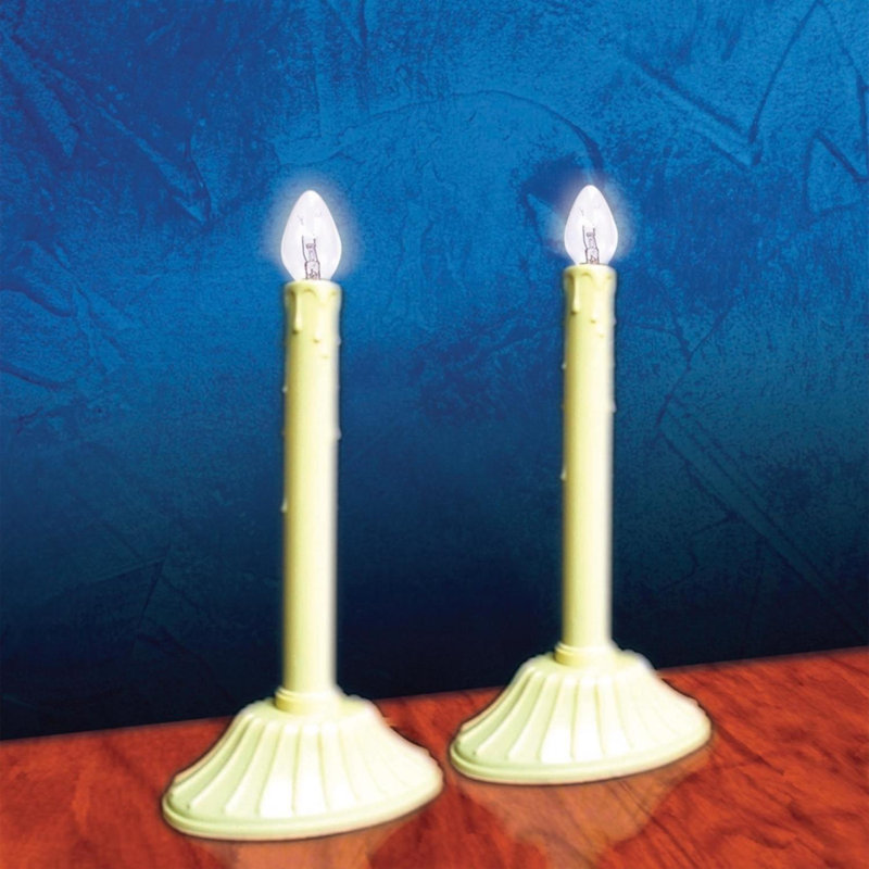Unscented Flameless Taper Candle with Plastic Holder