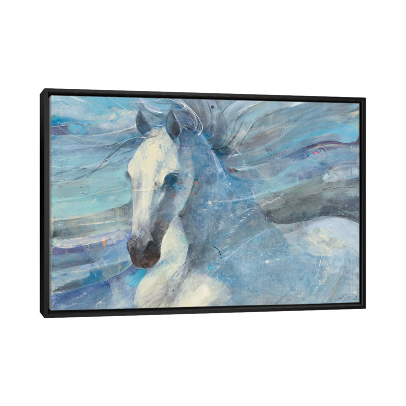Poseidon, reproduction d’art sur toile tendue, H 18 po x l 26 po x P 1,5 po, Toile avec cadre noir, Pas de tapis