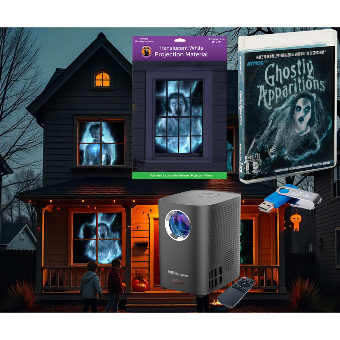 USB Projector Kit - AtmosFx Ghostly Apparitions USB + Projector + White Screen Holiscapes