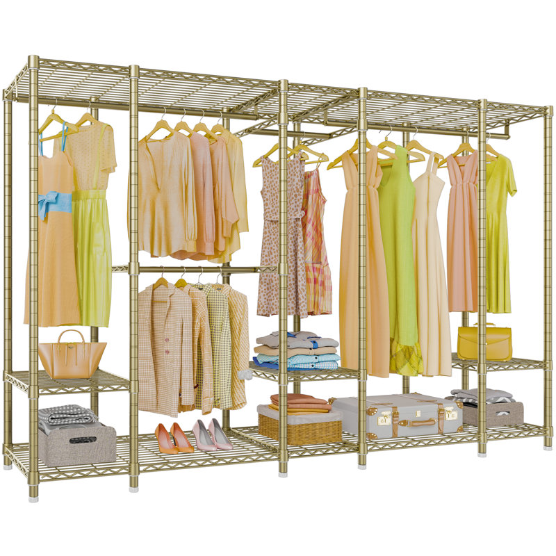 VIPEK V50 Extra Large Garment Rack, Heavy Duty Clothes Rack for Hanging Clothes, 89.8" L x 15.7" W x 76.4" H, Gold