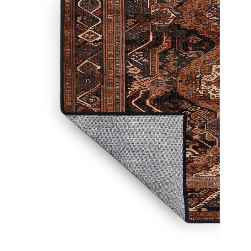 Tapis turc noir lavable à la machine, Carré 4 pi