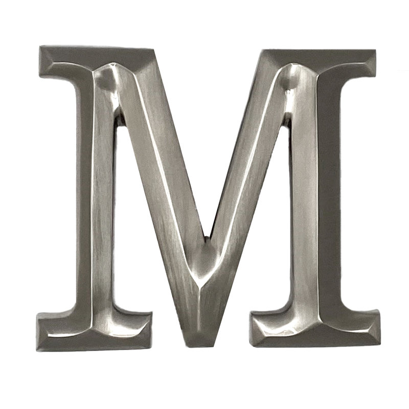 Heurtoir de porte lettre monogramme, Nickel, M